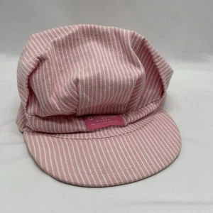 Vintage OshKosh B'Gosh Kids Pink Stripe Railroad Conductor Hat Cap Snap - Picture 1 of 10