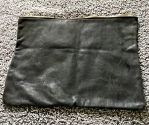 American Apparel Large Leather Carry-All Pouch in DISTRESSED GRAY 15"X 12" - Picture 1 of 10