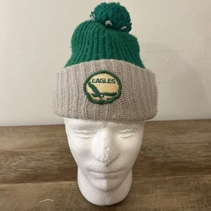 Vintage Philadelphia Eagles Pom Knit Winter Hat - 40s 50s Kelly Green - Picture 1 of 9