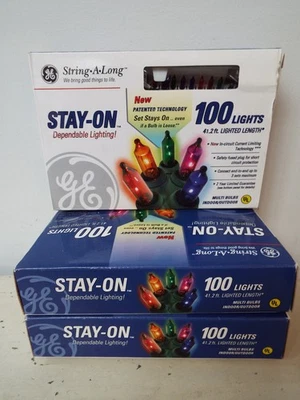 Juego de 3 luces de Navidad GE String Along Stay-On multicolor 41,2 pies Foto 1 de 4