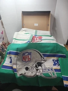 Vintage 90s NFL Football Teams Twin Bed Set Bibb Co. W/ 4 Pillow Cases Nice... - Picture 1 of 6