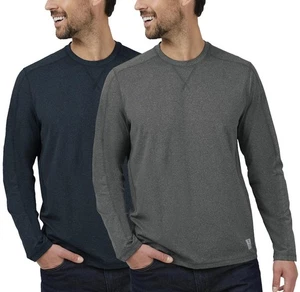 Rugged Elements Confezione da 2 T-shirt girocollo uomo in camoscio manica lunga X-Large,grigio/blu scuro - Foto 1 di 2