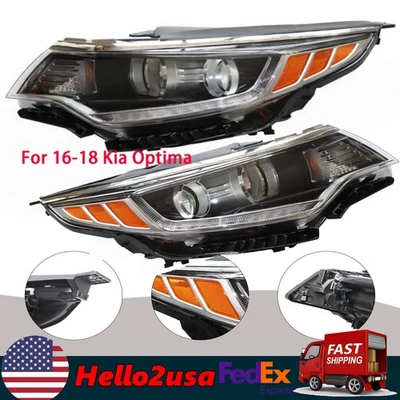 Pair Headlights For 2016 2017 2018 Kia Optima Projector Left+Right with LED DRL Foto 1 de 4