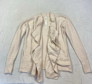 Lululemon Women's Sz. 2 Light Pink Cotton Silk Blend Wrap Cardigan Sweater - Picture 1 of 9