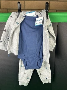 Carter's Baby Boy 3 Piece Little Jacket Set Size 18M Dinosaur - Picture 1 of 3