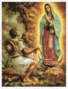 Virgen de Guadalupe 12 piezas BALDOSA CERÁMICA MURAL 24""x32"" Mosaico salpicadero decoración de pared - Imagen 1 de 2