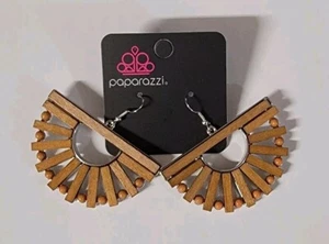 Paparazzi Wooden Wonderland Brown Earrings - Picture 1 of 3