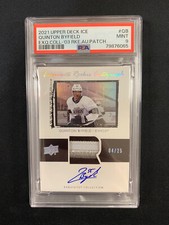 2021-22 UD EXQUISITE COLLECTION QUINTON BYFIELD ROOKIE AUTO PATCH /25 #QB PSA 9