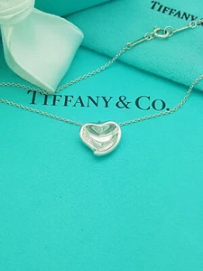 Tiffany & Co. Rare Elsa Peretti Heart Pendant 16 inches chain Silver Necklace - Picture 1 of 10