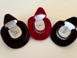 Western Style Jewelry Gift Set in Cowboy Hat Boxes Silver Tone Earrings/Pendants - Picture 1 of 9