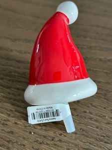 Nora Fleming A43 SANTA STOPS HERE Santa Hat Mini Platter Charm red hat white pom - Picture 1 of 1