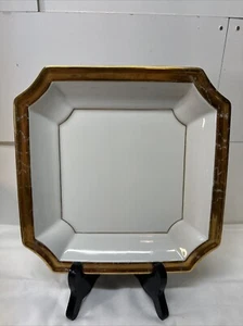 VINTAGE SQUARE PLATE ANDREA BY SADEK WHITE WITH GOLD TRIM CERAMIC 7654 JAPAN VTG - Picture 1 of 9