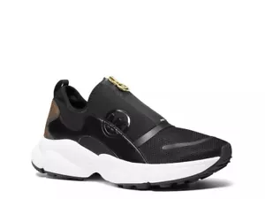 New MICHAEL Michael Kors Sami Front Zip Trainer Sneaker Shoes Size 9.5 Black - Picture 1 of 5
