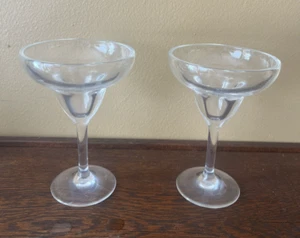 Vintage Plastic Clear Margarita Glass Set of 2 Heavy Duty 7" Tall - Picture 1 of 4