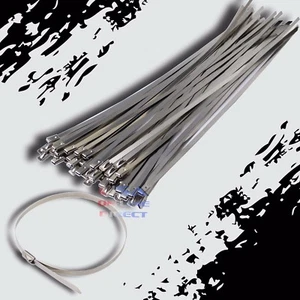 36" Stainless Steel Exhaust Wrap UL Approved Locking Cable Zip Ties Metal 20 Pcs - Picture 1 of 6