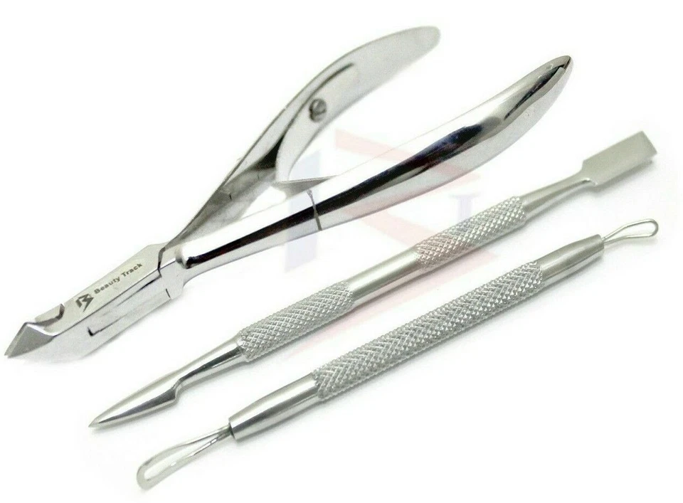Professional Nails Cuticle Spoon Pusher Remover Cutters Nippers Clippers Cut Set