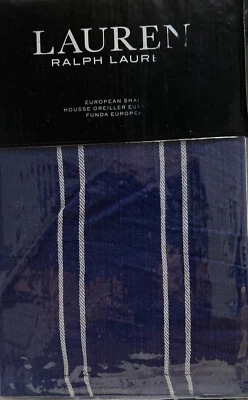 (1) Ralph Lauren Heath Textura Teñida con Hilo Euro Almohada Simulada Rayas Denim Azul Foto 1 de 2