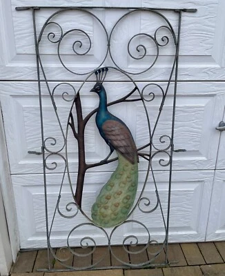 Protector de rejilla de puerta de pantalla de aluminio vintage puerta coleccionable pavo real RARO Foto 1 de 4