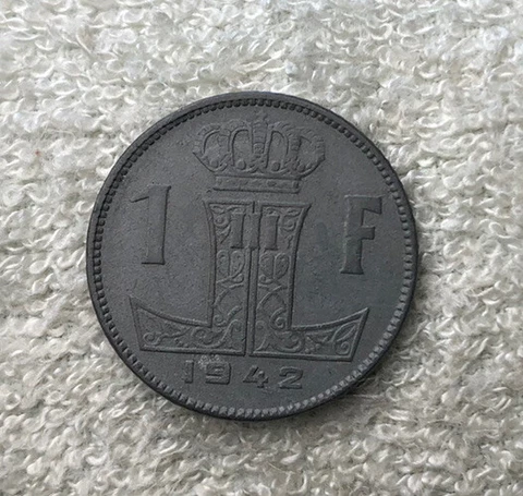 1942 Belgium 🇧🇪 1 Franc, Zinc, S68 Cover