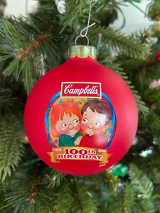 Campbell’s Soup Kids Glass Ball Christmas Ornament 100th Birthday 1904-2004 - Picture 1 of 5