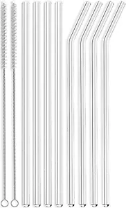 Skinny Clear Glass Straws, 10.5" X 7 Mm Long Reusable Drinking Straws for 30 Oz - Picture 1 of 8