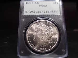 1884-CC MS62 Morgan Silver Dollar PCGS Certified 1st Gen "Rattler" Holder- White - Picture 1 of 8