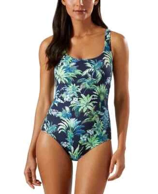 Tommy Bahama Green Floral Reversible One Piece L73304 Woman's Swimsuit Size 14 - Image 1 of 3