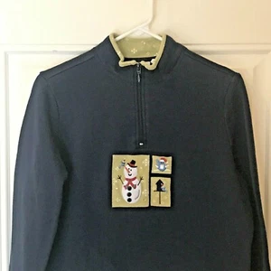 Breckenridge Pullover sweatshirt 1/4 zip Snowman Petite Medium 8/10 Winter Theme - Picture 1 of 4