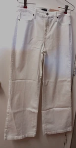 Jeans donna NYDJ nuovi con etichette 5 tasche gamba larga sollevamento x tuck bianco taglia 8 - Foto 1 di 9