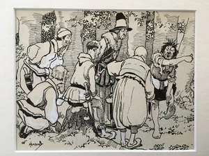 Original Pen & Ink John Hassall 1868-1948 Published Brothers Grimm Fairy Tale - Picture 1 of 6