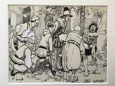 Original Pen & Ink John Hassall 1868-1948 Published Brothers Grimm Fairy Tale Foto 1 de 4