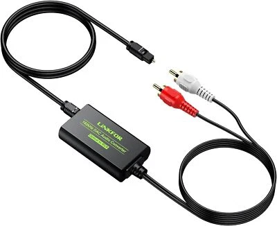 LINKFOR Optique vers RCA Câble SPDIF vers G/D 192 kHz Convertisseur Intégré Amplifica...