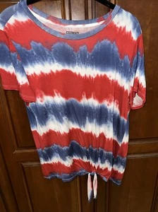 CELEBRATE TOGETHER WOMENS RED & WHITE TYE DYE SHORT SLEEVE T-SHIRT SIZE M - Picture 1 of 8