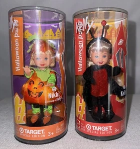 2003 Barbie Kelly Ladybug & Nikki Pumpkin Halloween Party Costume Doll Set NIB - Picture 1 of 5