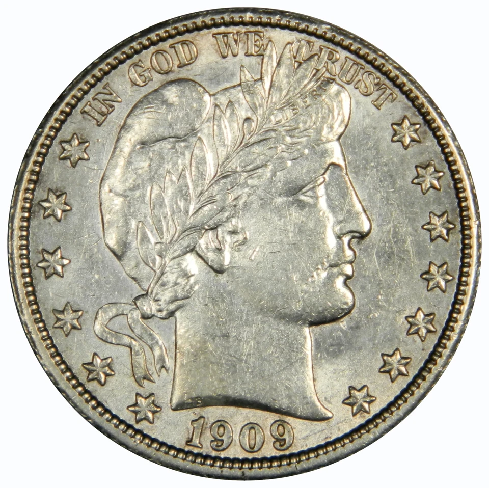 МОНЕТА НОМИНАЛОМ 50 ЦЕНТОВ 1909 С ИЗОБРАЖЕНИЕМ ЦИРЮЛЬНИКА ~ ОСТРЫЙ БЛЕСК НА ВЫБОР AU+ НЕ БЫВШАЯ В ОБРАЩЕНИИ! - Изображение 1 из 2