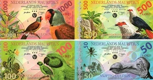 NETHERLANDS MAURITIUS 2016 Extinct Birds Prefix AA x 4 FANTASY Banknote Set - Picture 1 of 10