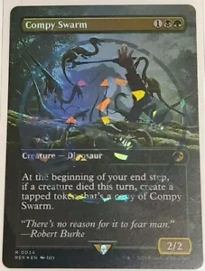 MTG Compy Swarm - Jurassic Park World - Borderless RARE EMBLEM FOIL - NM - Picture 1 of 1