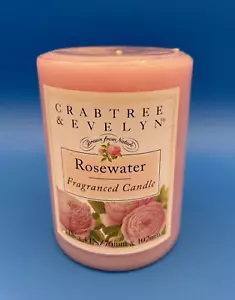 Vtg Crabtree and Evelyn Rosewater Fragranced Pink Candle 35 Hours Burn Time - Picture 1 of 5