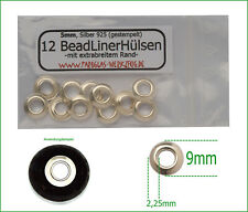 (1,29€/St) 12 Beadliner-Hülsen 5mm MIT BREITEM RAND (Sterling, gestempelt 925)