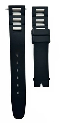 Authentic Bvlgari Rettangolo Watch Strap Band Black Rubber and Steel 15 x 14mm - Изображение 1 из 2