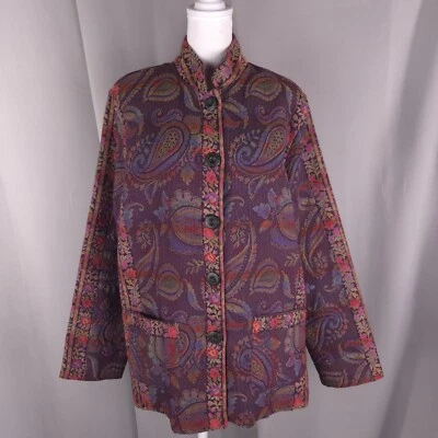 Chaqueta Koret De Colección Para Mujer L Púrpura Cachemira Granero Abrigo Tapiz Botón Capa Frontal Foto 1 de 4