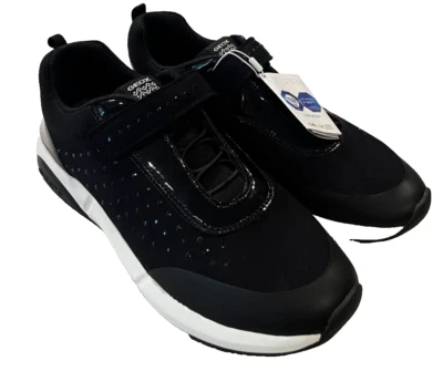 GEOX Respira Mujer Charol Italiano Cuero Negro Cuña Brillante Talla 10.5/41 NUEVO Foto 1 de 4