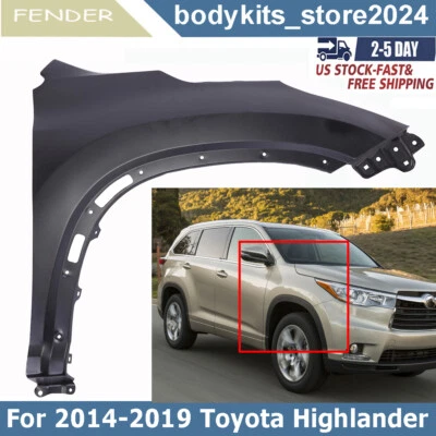 Primed Front Right Side Fender For 2014-2018 2019 Toyota Highlander 538010E110 - Image 1 of 4