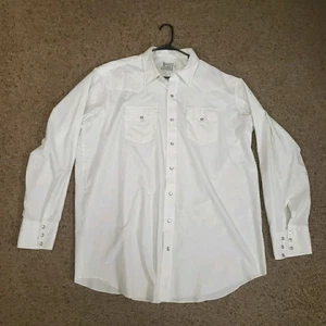 Vintage H Bar C Shirt California 2XL TALL Western Pearl Snap 18.5-38 Clean White - Picture 1 of 10