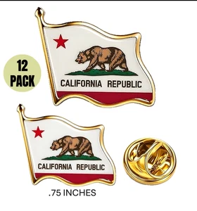 12 CONFEZIONI CALIFORNIA REPUBLIC .75 spille metallo bavero/cappello/giacca/zaino nuove - Foto 1 di 1