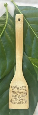 Wood Spoon personalized Kitchen Tool Blessed food best gifts engraved both sided - Image 1 of 2