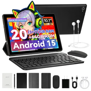 NEWEST 10.1 inch Android 15 Tablet 20(3+17) GB +64GB IPS LCD WiFi Touchscreen - Picture 1 of 18