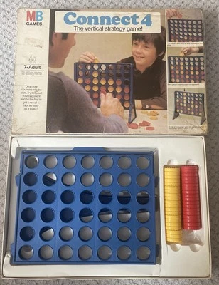Vintage Connect 4 Missing Red Counters By MB Games 1975 Worn Box - Image 1 of 4
