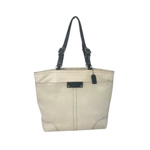 Coach Hamilton Pebble Leather Tote Bag Creme Blau Schultertasche Große Handtasche - Bild 1 von 15