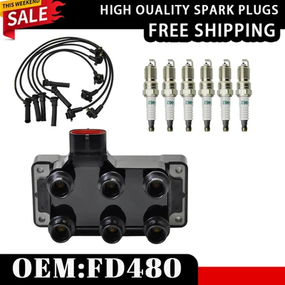 Ignition Coil & 6 Spark plug & 6 wire FD480 For Ford Explorer Sport Trac V6 4.0L Foto 1 de 4
